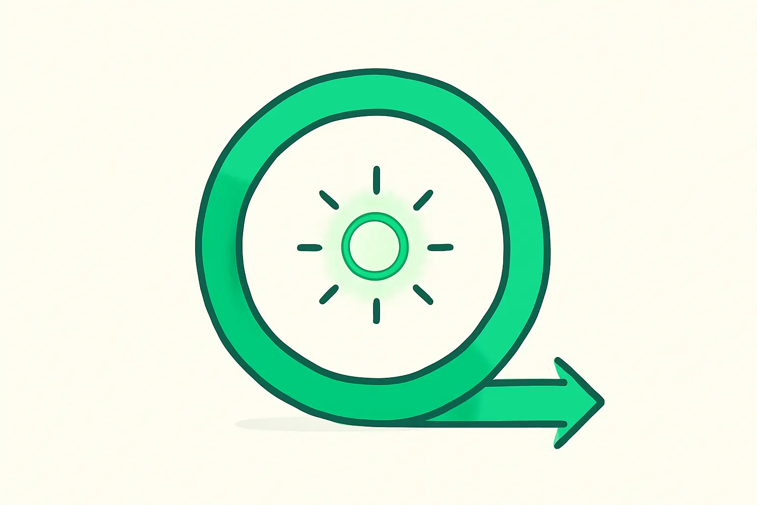 A looping ribbon curling continuously around a small glowing point, representing an agent loop that keeps iterating toward a goal