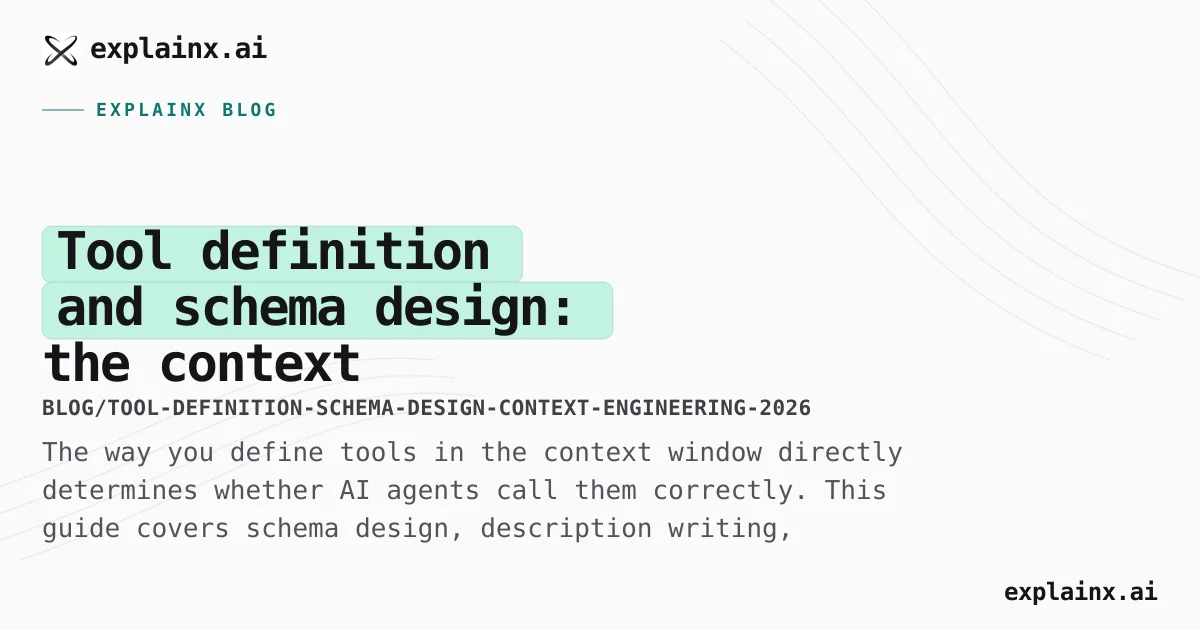 Tool Definition Tool Definition and Schema Design for AI Agents: 2026 Guide | explainx ...
