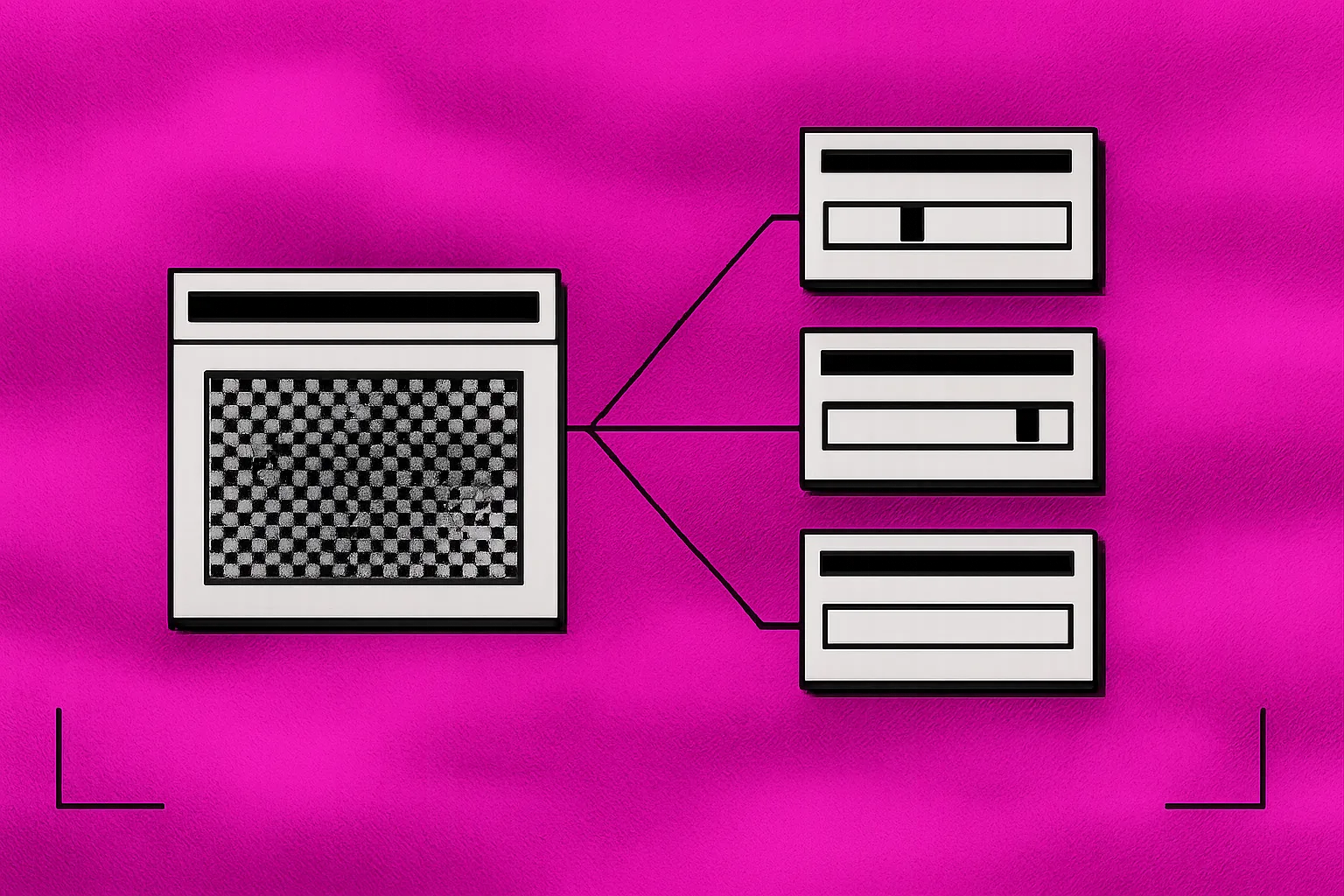 Retro desktop window fanning one support ticket out into several typed decisions — department, urgency, frustration, refund intent, phishing signals